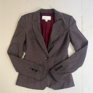 Hugo Boss Womens Burgundy Tailored Blazer Size 0 One Button Career Jacket